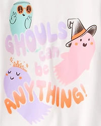 Girls 2-Piece "Ghouls Can Be Anything" Halloween 100% Snug Fit Cotton Pajamas - Ivory