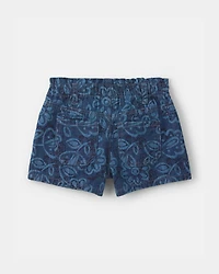 Toddler Girl Floral Denim Shorts - Dark Wash
