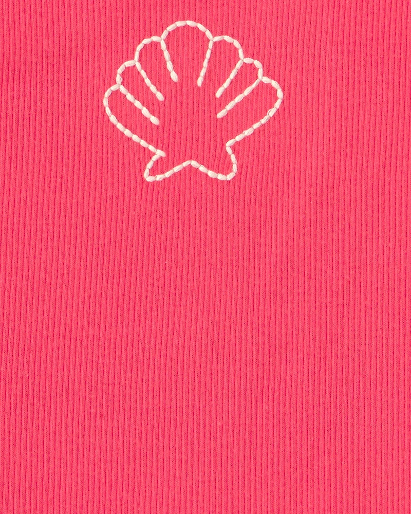Toddler Girl Shell Ribbed Tank Top - Orange