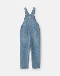 Girls Alphabet Denim Overalls - Medium Wash