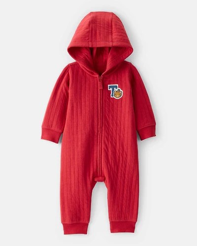 Baby Boy Tiger Quilted Long-Sleeve Jumpsuit - Red