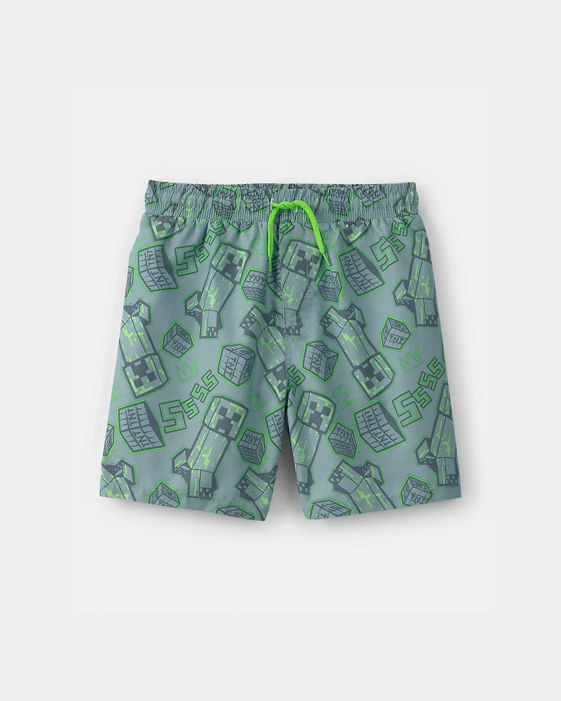 Boys 2-Piece Minecraft® Rashguard & Swim Trunk Set - Green