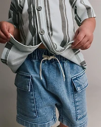 Toddler Boy Cargo Shorts in Denim