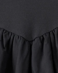 Girls Long Sleeve Cotton Bubble Dress - Black