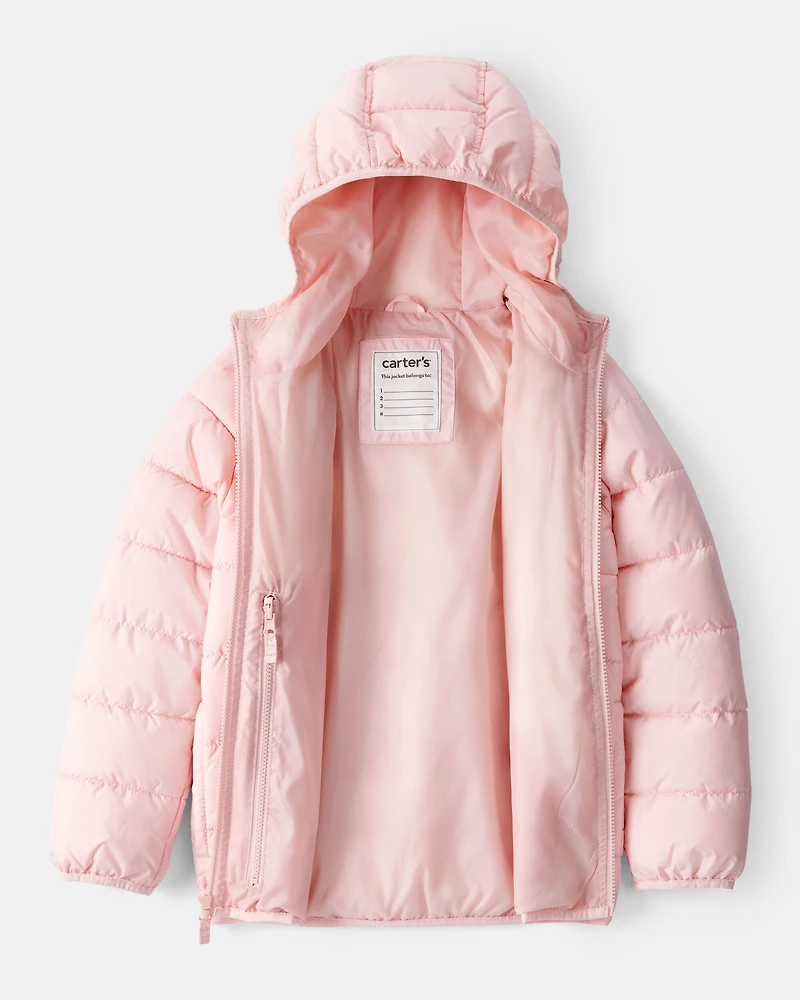 Kid Packable Hooded Puffer Jacket - Pink