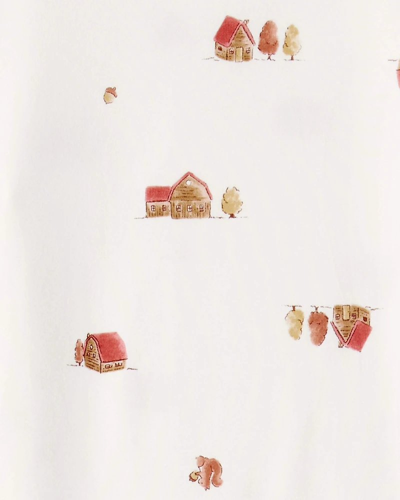 Kid Barn Print PurelySoft Long-Sleeve 2-Piece Pajamas - Ivory