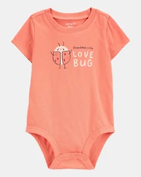 Baby Grandma's Little Love Bug Short-Sleeve Bodysuit - Peach