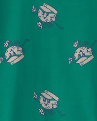 Boys 2-Piece Golf Short-Sleeve Loose Fit 2-Piece Pajama Set - Green/Grey