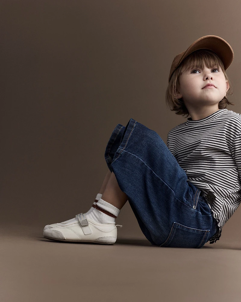 Toddler Girl Wide-Leg Pants in Denim - Blue