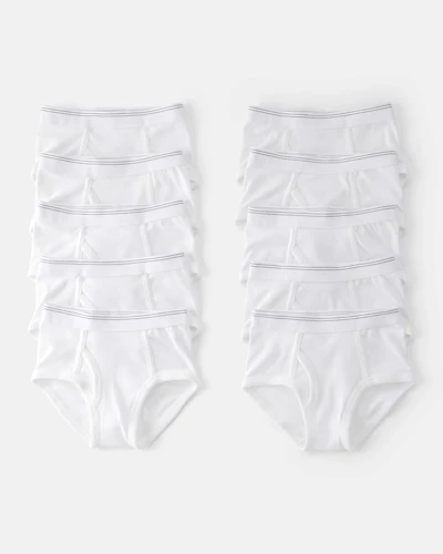 Boys 10-Pack Brief Underwear - White