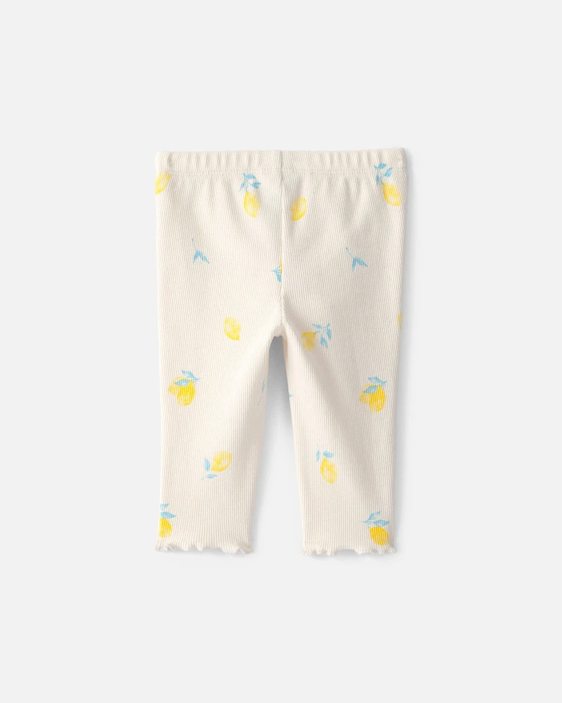 Baby Girl Lemon Rib Pants - Ivory
