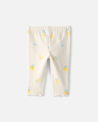 Baby Girl Lemon Rib Pants - Ivory