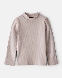 Toddler Girl Shimmer Rib Mock Neck Top - Brown