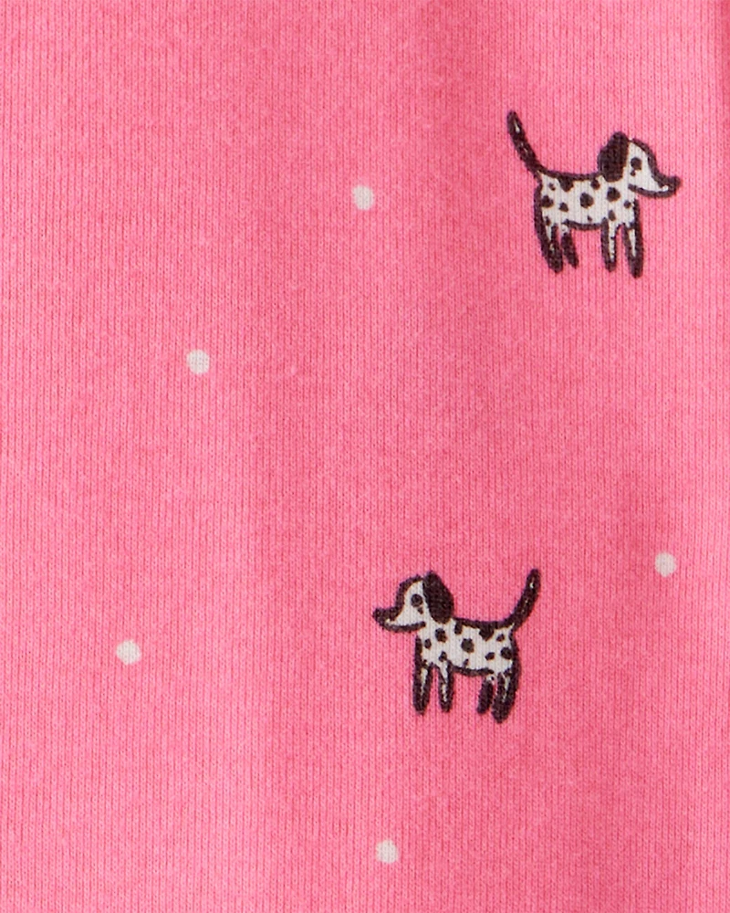 Toddler Girl Dalmatian 100% Cotton 1-Piece Pajamas - Pink