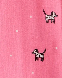 Toddler Girl Dalmatian 100% Cotton 1-Piece Pajamas - Pink