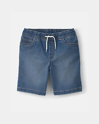 Boys Denim Drawstring Shorts - Medium Wash