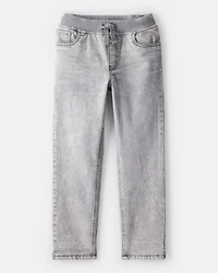 Boys Denim Pull-On Straight Jeans - Grey Wash