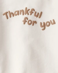 Baby 2-Piece Acorn Thanksgiving Print Cotton Long-Sleeve Tee & Pant Set - White