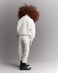 Toddler Girl Polka Dot Cuffed Barrel Pant - Ivory