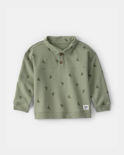 Toddler Boy Cactus French Terry Pullover Sweatshirt - Olive