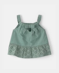 Baby Girl 2-Piece Eyelet Tank Top & Short Set - Green