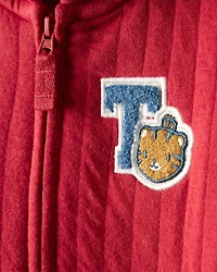 Baby Boy Tiger Quilted Long-Sleeve Jumpsuit - Red