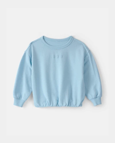 Toddler Girl Flowers French Terry Pullover Sweatshirt - Blue