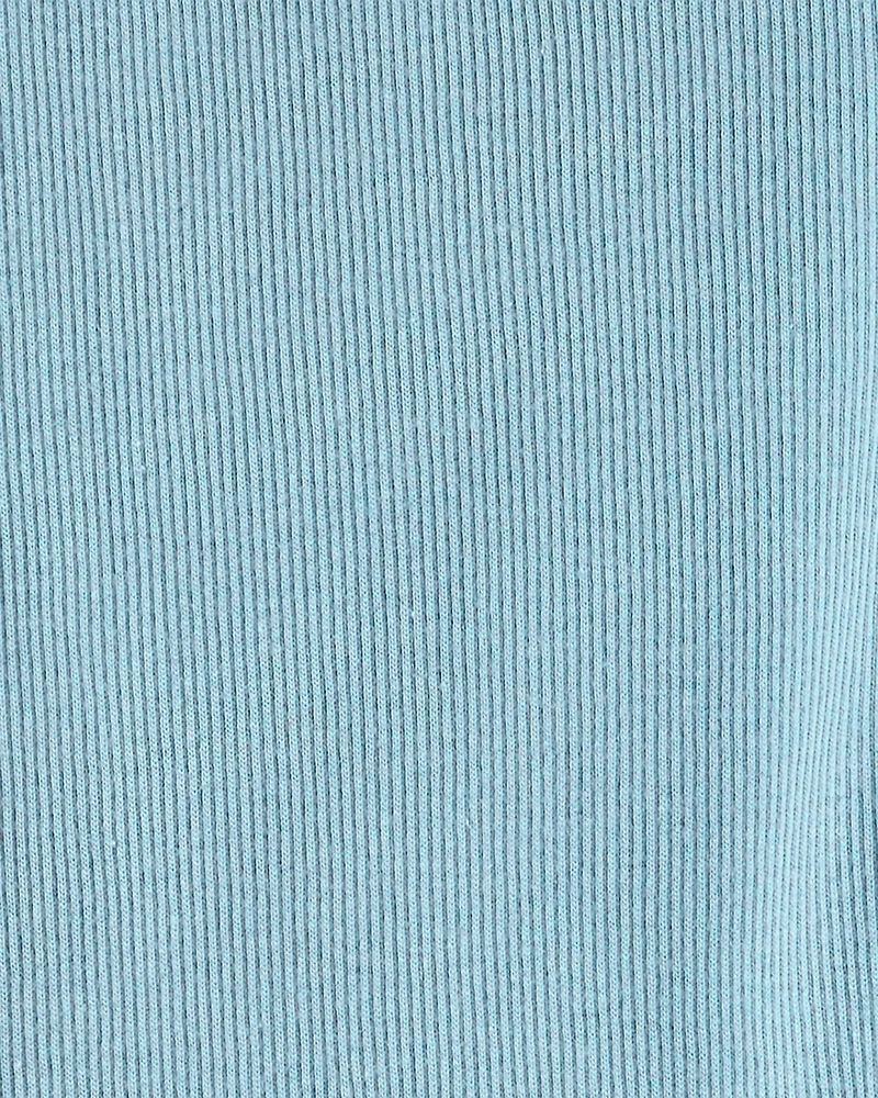 Girls Rib 100% Cotton Pull-On Stretch Leggings - Blue