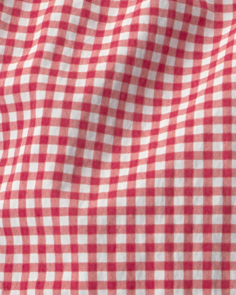 Baby Boy Recycled Swim Trunks in Red Gingham
