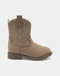 Toddler Girl Butterfly Stitch Cowgirl Boots - Brown