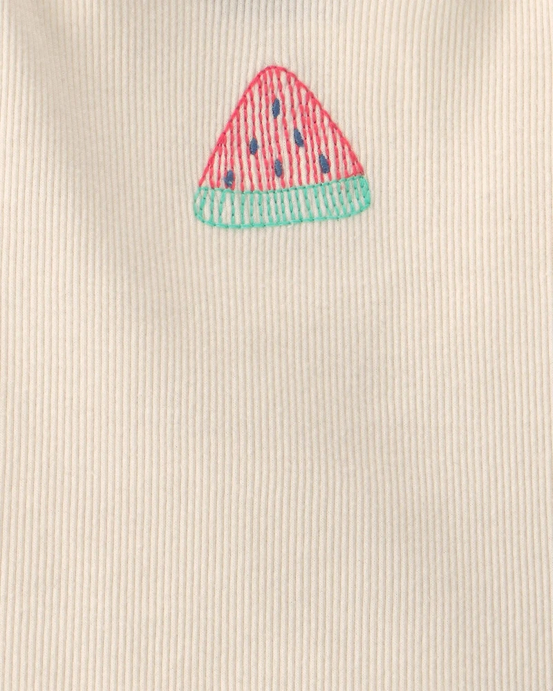 Baby Girl Watermelon Ribbed Tank Top - Cream
