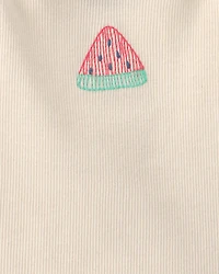 Baby Girl Watermelon Ribbed Tank Top - Cream