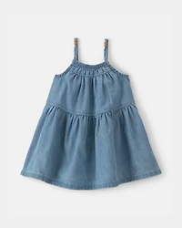 Baby Girl Denim Chambray Dress - Light Wash