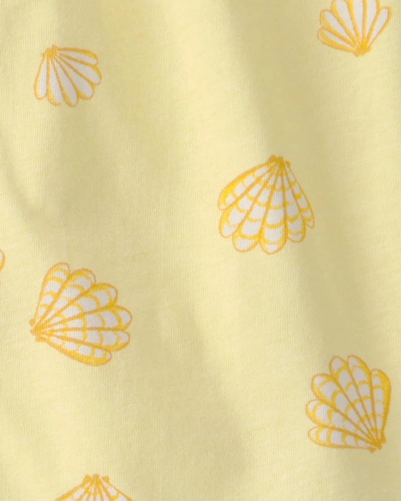 Toddler Girl 2-Piece Shell Top & Short Set - Yellow/White