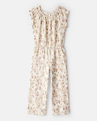 Girls Floral Short-Sleeve French Terry Jumpsuit