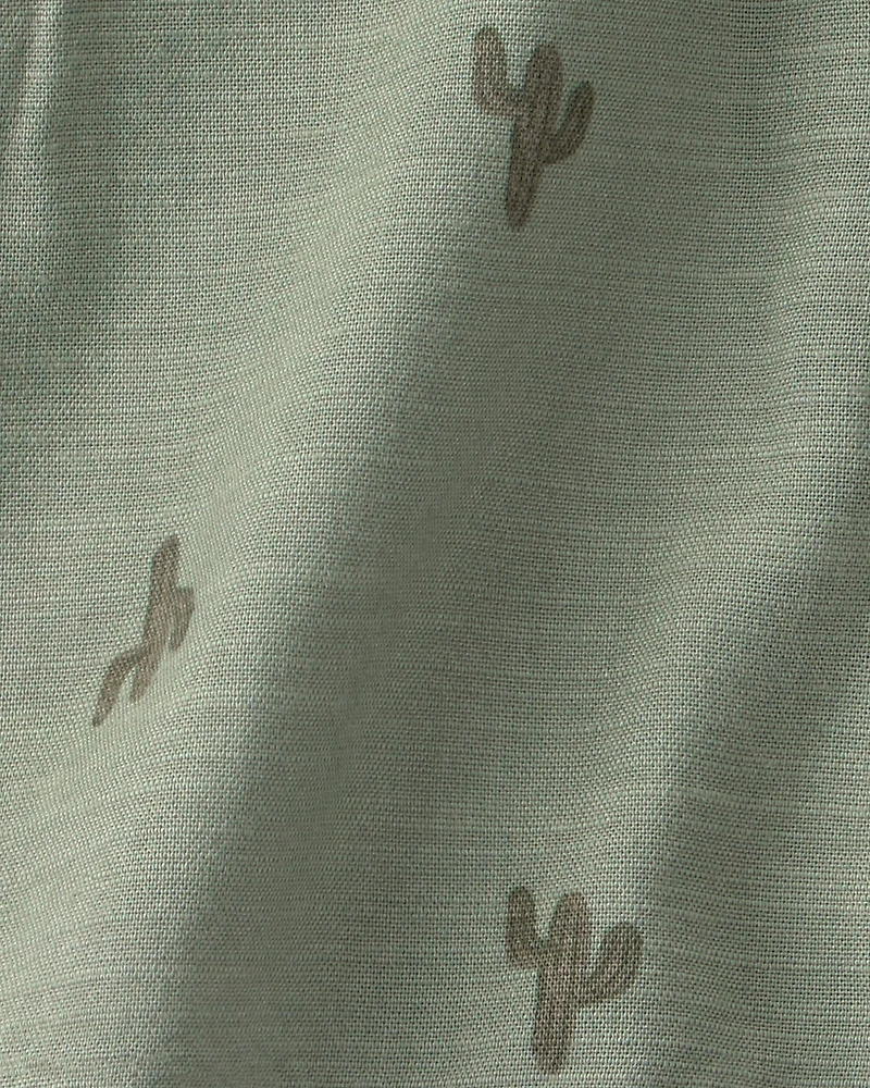 Toddler Boy Cactus Drawstring Shorts - Olive