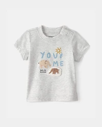 Baby Boy 2-Piece 'Let's Be Friends' Graphic Tee & Pant Set - Grey/ Blue