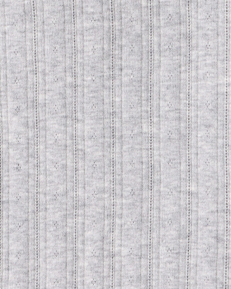 Girls Pointelle Long-Sleeve Top - Grey