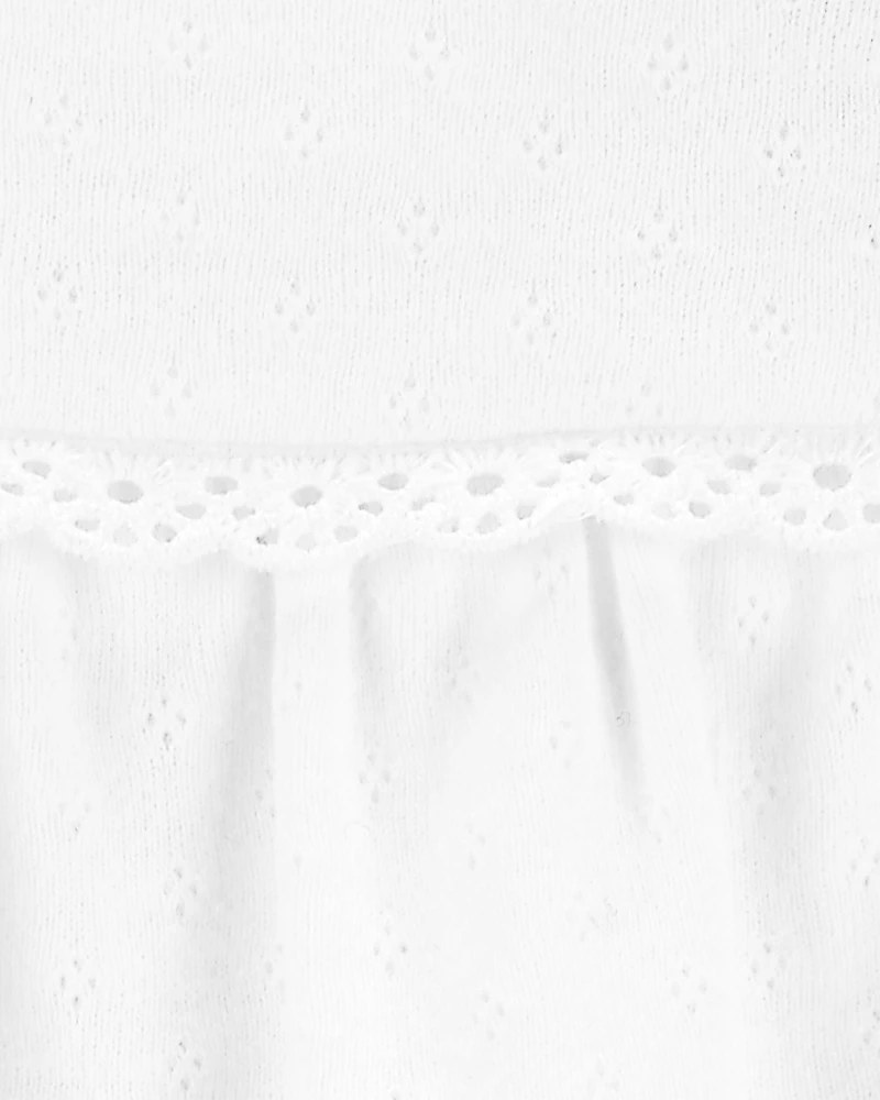 Baby Girl 2-Piece Pointelle Bodysuit & Vintage Hickory Pants Set - White/Pink