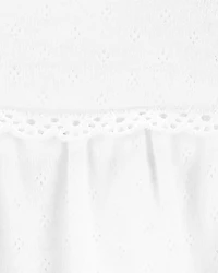 Baby Girl 2-Piece Pointelle Bodysuit & Vintage Hickory Pants Set - White/Pink