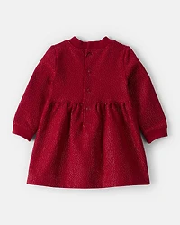 Baby Girl DayDream Fleece Bow Glitter Dress Set - Red