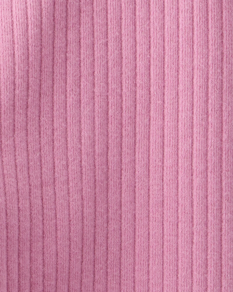 Baby Girl Cotton Ribbed Stretch Leggings - Purple