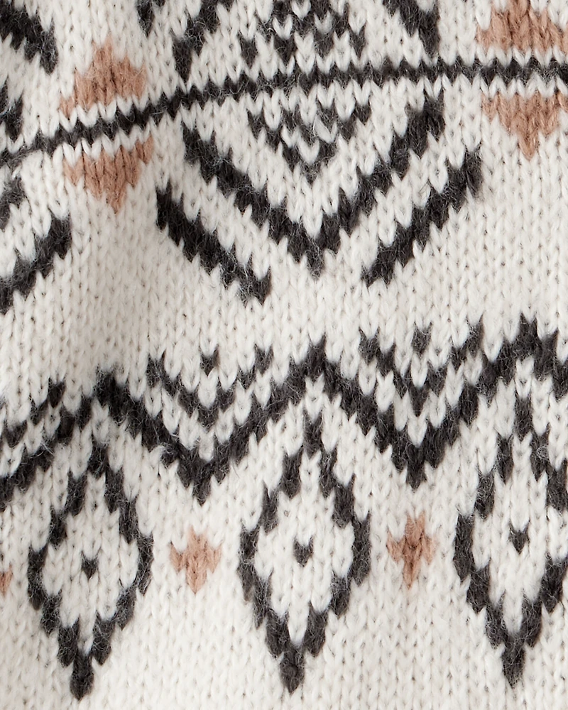 Baby Girl Fair Isle Long-Sleeve Cardigan Sweater - Ivory