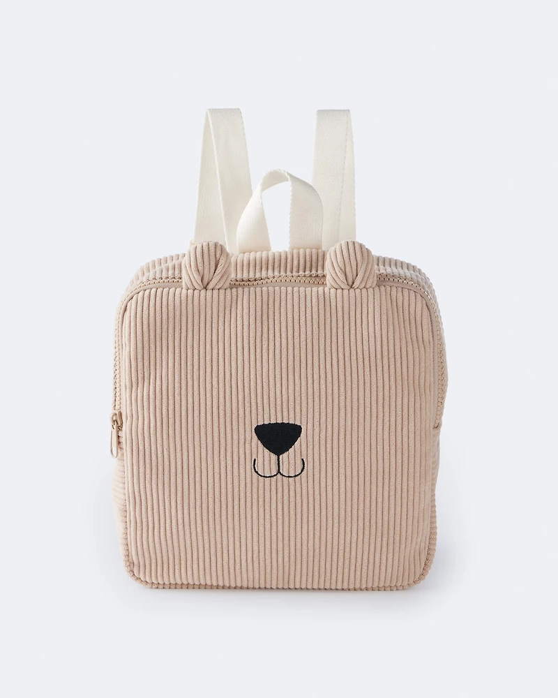 Bear Corduroy Square Backpack - Tan