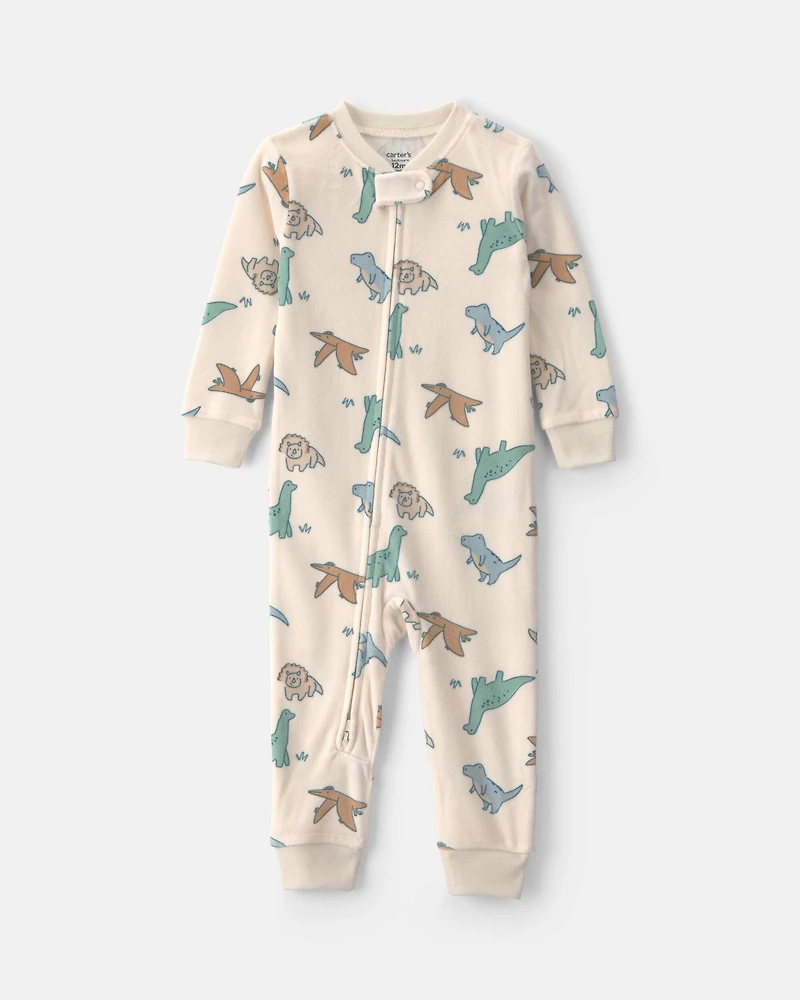 Toddler Boy 1-Piece Dino DreamPlush Snug Fit Pajama - Cream