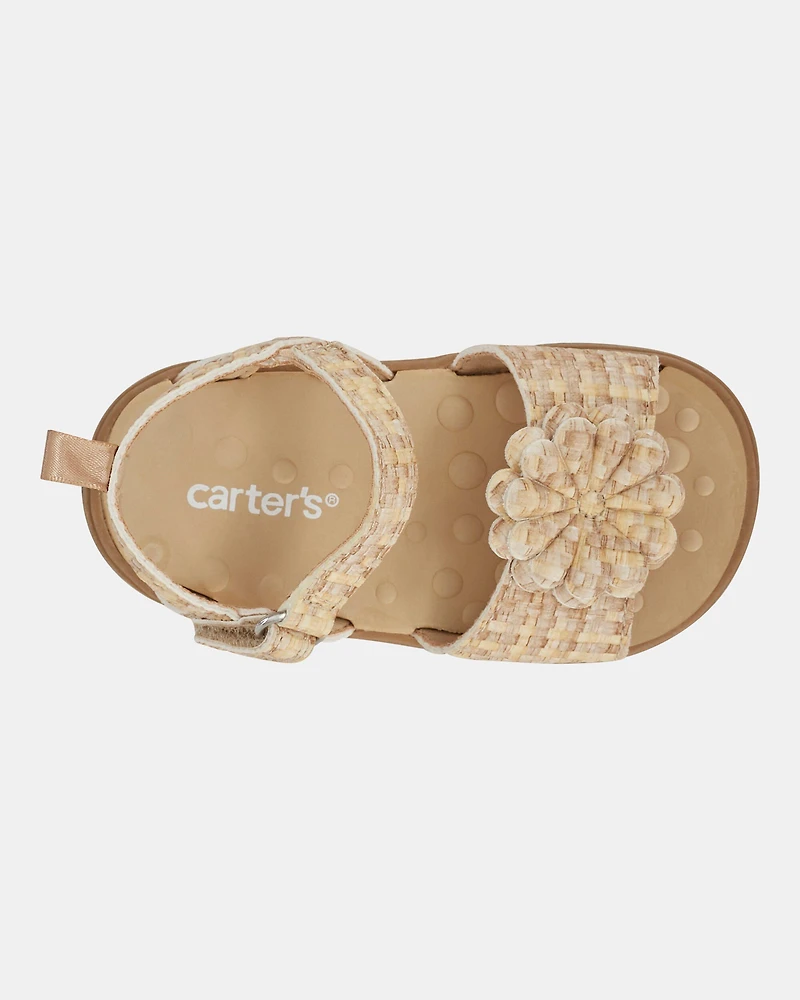 Baby Every Step® First Walker Woven Flower Accent Sandals - Beige