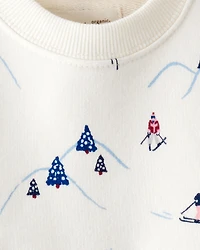 Baby Girl French Terry Dress Made with Organic Cotton in Snowy Slopes Print
