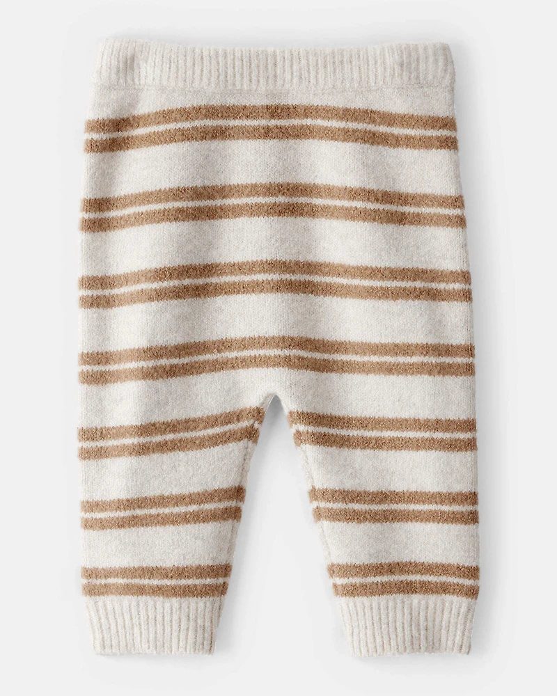Baby Stripe Sweater Knit Pants - Brown/Cream