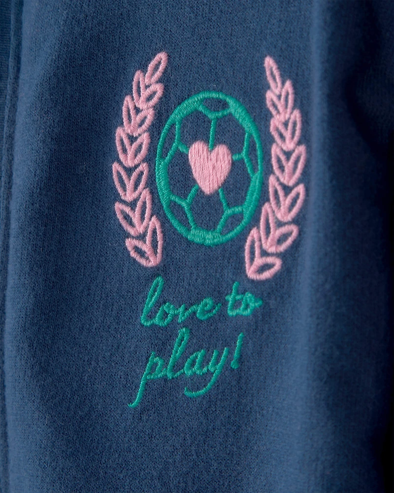 Baby Girl Varsity French Terry Zip-Up Jacket - Blue