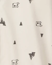 Boys Christmas Print Corduroy Long-Sleeve Button-Down Shirt - Ivory